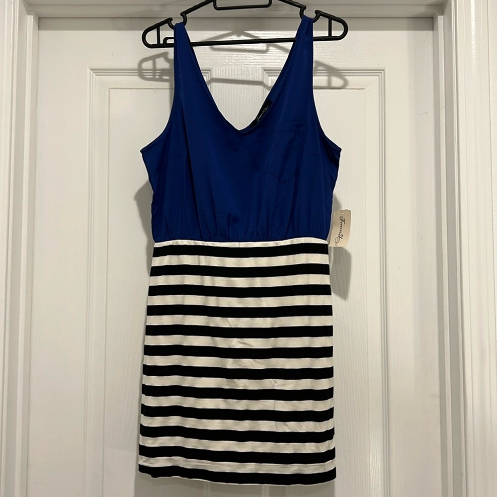 Forever 21 Stripe Dress Royal Blue